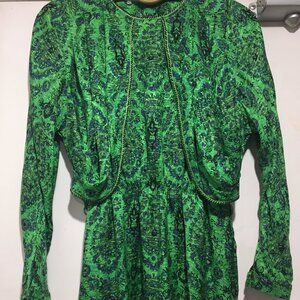 VINTAGE MARTY MODE GREEN SILK PRINTED DRESSES 42